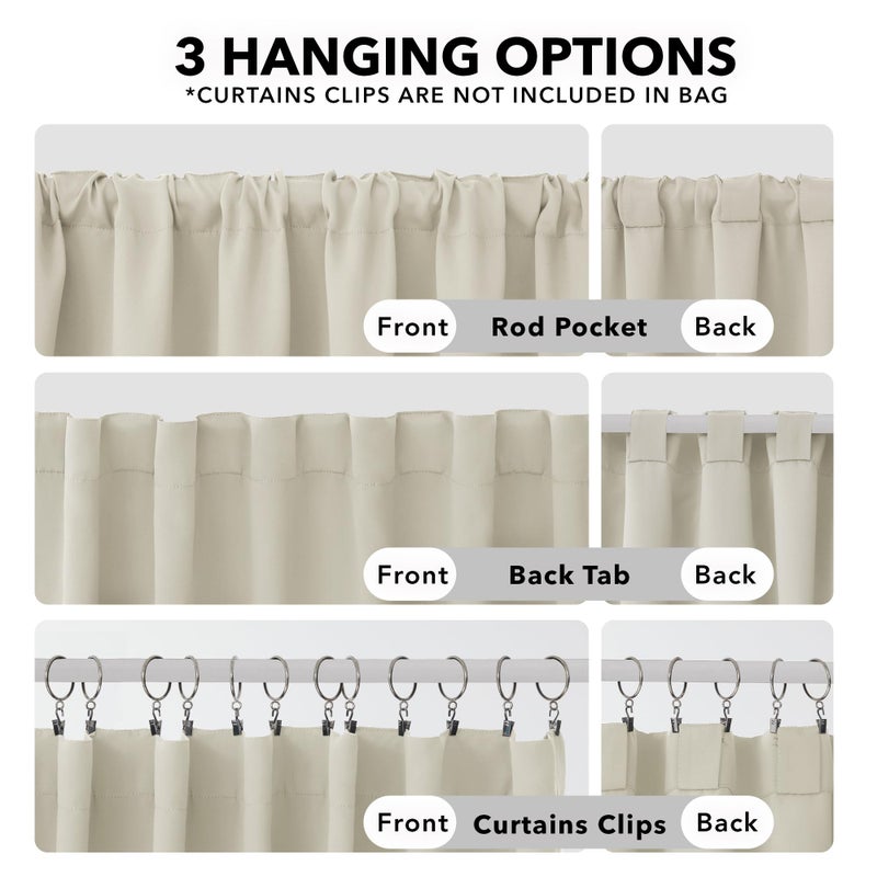 Deconovo Room Darkening Curtains for Living Room, Light Beige Light Filtering Thermal Drapes 72 Inches Long, Back Tab and Rod Pocket Window Curtains, 42W x 72L Inch, 2 Panels - Image 3